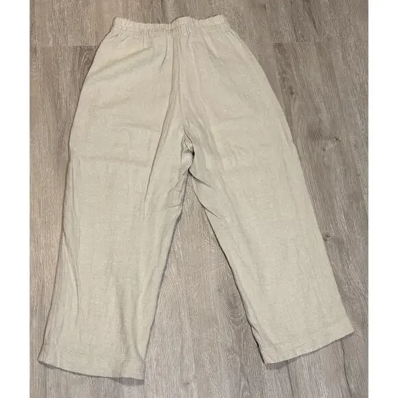 Madewell Breezewoven Pull On High Rise Pants Womens XS Linen Pale Beige Green - Picture 2 of 5